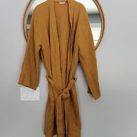 Parachute Cloud Cotton Robe Gold Yellow Color Size X-Large - Picture 2 of 5
